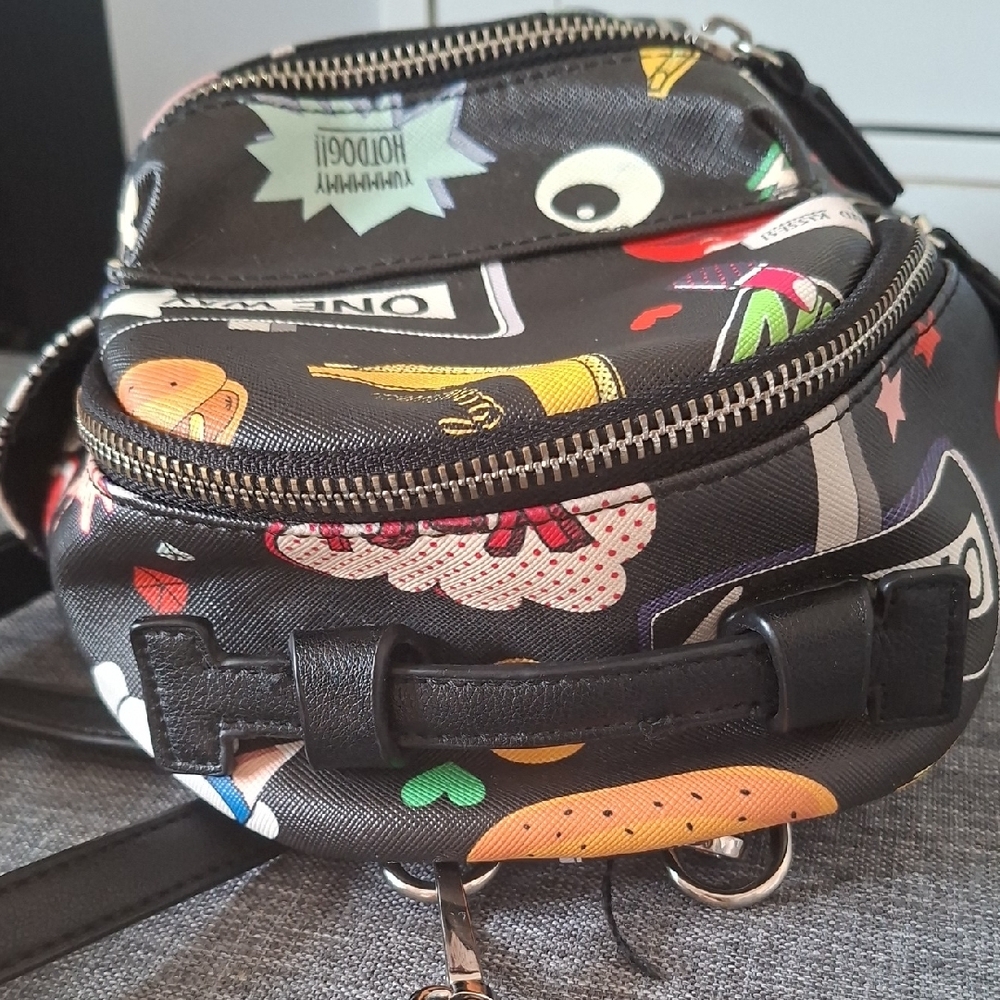 Dream Control Black Graphic Snack Pattern‎ Mini Backpack - Picture 2 of 8